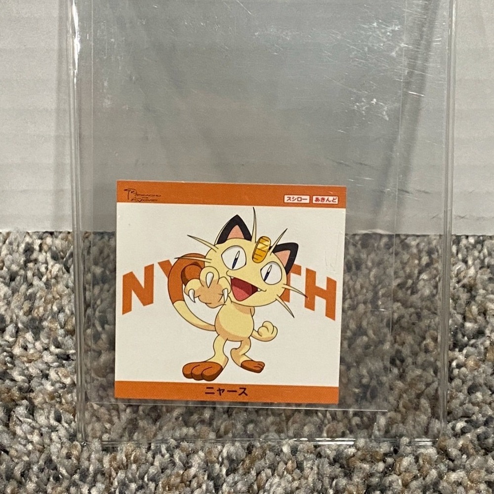 Pokemon Sticker Meowth Sushiro Akindo Japanese Series 1 Orange Small Excellent